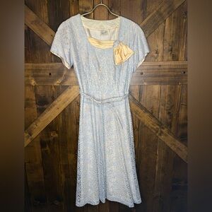 Vintage 50s Styled by Ruxton Blue Lace Fit & Flare Party Cocktail Dress Size 8